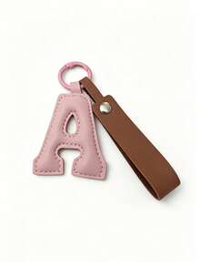 1PC PU Leather Letter A Keychain, DIY Alphabet Pendant, Bag Luggage Tag, Minimalist Key Ring, Personalized Charm, Gift For Women - Multicolor - View 5