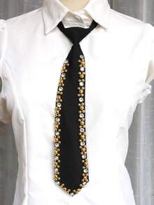 1 pieza Corbata con pedrería multicolor, accesorio para actuaciones en el escenario, corbata preanudada unisex - Multicolor - Ver 16