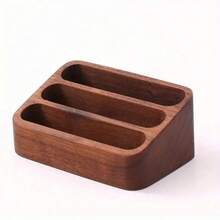 Holz Visitenkartenhalter für den Schreibtisch, Walnuss/Buche 3-Fach Visitenkarten Aufbewahrungsbox, Holz Büro Karten Organizer, geeignet für Büro Schreibtisch Aufbewahrung, Schreibtisch Display, Handyhalter, Schreibtisch Zubehör, Massivholz Schreibtisch Visitenkartenhalter, Büro Schreibtisch Organizer - Mehrfarbig - Übersicht 7