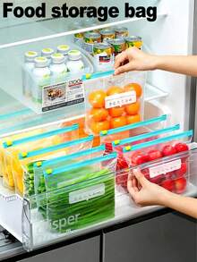 45pcs Reusable Food Storage Bags (3 Different Sizes), Thick Freezer Bags, Waterproof Zipper Seal Food Preservation Bags, Made Of PE Material, Transparent, Writable, For Long-Term Food Preservation And Organization, Suitable For Refrigerator, Freezer, Kitchen Food Categorization And Snack Storage - Transparent - View 2