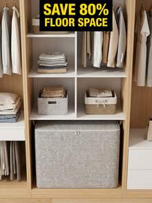 Thickened Material Foldable Fabric Storage Box, Foldable Fabric Storage Bin, Closet Organizer Cube Suitable For Busy Professionals, Living Room Corner Room Decor Storage Organizer, Wardrobe Organizer Storage Box - Multicolor - View 4