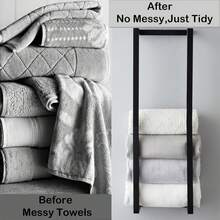Bathroom Towel Rack, French Wall Mounted Storage Rack, Is A Space Saving Bathroom Accessory That Can Accommodate Up To 6 Large Towels. Equipped With A Storage Rack, Suitable For Hand Towels, Face Towels, And Bathrobes. - Multicolor - View 7