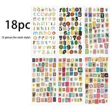 6/12/18pcs Colorful Letter & Number Stickers, Non-Repeating Vintage Style Alphabet, Numerals, Symbols, Suitable For Creative Scrapbooking, Bullet Journaling - Multicolor - View 10