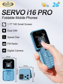 SERVO I16 Pro Mini Teléfono Plegable Dual SIM Dual Standby Grabación de Llamadas Pantalla de 1.77 Pulgadas Linterna LED 2G GSM - Morado - Ver 2