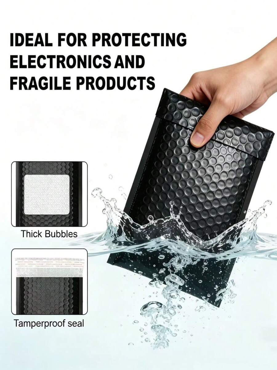 Self-Seal Bubble Mailers, Black Waterproof Padded Shipping Envelopes, Tear-Resistant Cushioned Mailing Bags For Small Business, Cosmetics, Jewelry, Fragile Items - Bubble Wrap/foam Bag - View 1