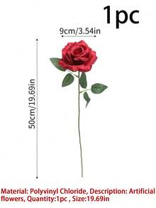 1/5入 16.69英吋春夏花瓶填充花，逼真單莖人造玫瑰。適合婚禮與訂婚花卉裝飾、新娘花束、居家、辦公室、桌面中心裝飾及室內外花園佈置。四季適用。 - 彩色 - 查看 9