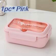 1pc Salad Lunch Box, Lunch Box Container With Spoon And Fork, Microwave And Dishwasher , Suitable For Outings, Work, Picnic Kitchen Storage - Multicolor - View 12