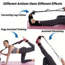 Adjustable Thickened Oxford Fabric Foot & Leg Stretcher With Ankle Strap, Leg Trainer Calf, Achilles Tendon, Hamstring & Flexor, Unisex Black Strap Gym, Pilates & Body Relaxation CNQY - Black - View 9
