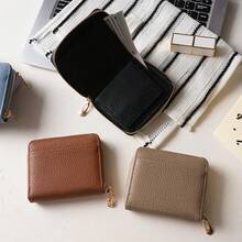Lychee Texture Japanese Niche Zipper Bi-Fold Wallet Coin Purse Multi-Functional Coin Storage Bag - Multicolor - View 4