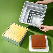 1/2/3 Stücke Aluminium quadratische Kuchenformen, einschließlich 4/5/6/8/10 Zoll abnehmbare Boden Käsekuchenformen, entworfen für das Backen von quadratischen Kuchen im Ofen, geeignet für Biskuitkuchen, Tiramisu und Moussekuchen, langanhaltend Backwerkzeuge - Silber - Übersicht 1