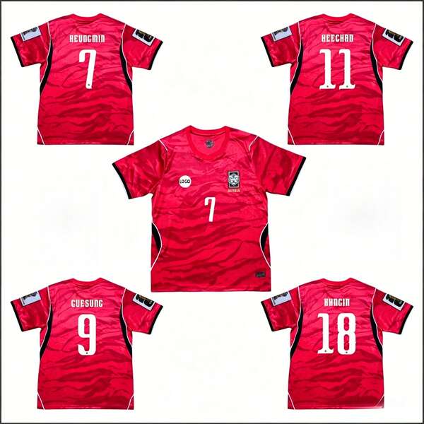 Camiseta de local de Corea del Sur para la Copa del Mundo 2026, Réplica del No.7 Son Heung-Min & No.18 Kang-In, Camiseta de fútbol transpirable y de secado rápido