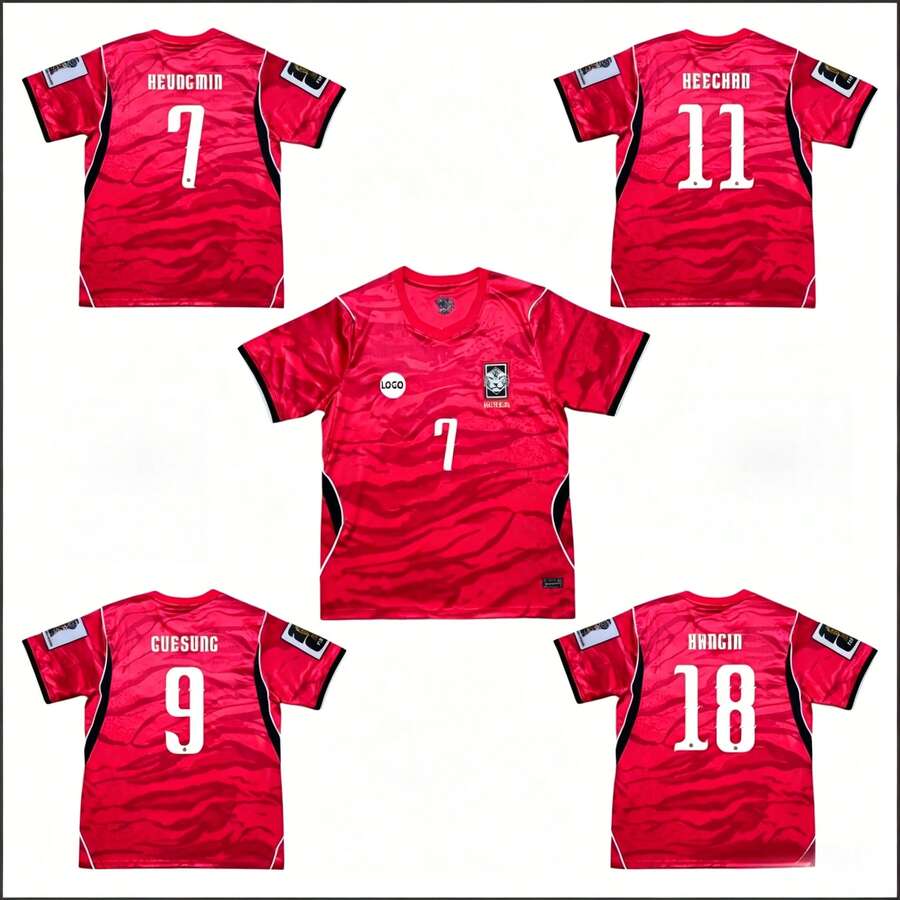 2026 World Cup South Korea Home Jersey, No.7 Son Heung-Min & No.18 Kang-In Replica, Breathable & Quick-Dry Football Shirt - 10號 - 查看 1