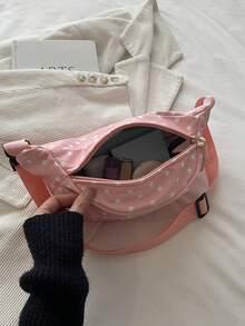 Bolso bandolera de nailon de moda, bolso de hombro de unicolor, bolso de hombro casual para mujer, adecuado para deportes al aire libre, bolso de cintura de estilo universitario para el prim - Rosa - Ver 3