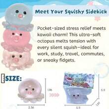 1Pc Kawaii Octopus Squishy Toy, Super Soft Slow Rising Stress Relief Fidget Toy, Cute Jelly Octopus Squeeze Toy For Anxiety Relief, Desk Decor, Party Favor, Sensory Toy Gift For Kids Teens Adults, Portable Decompression Toy. - Octopus(Blue) - 查看 5