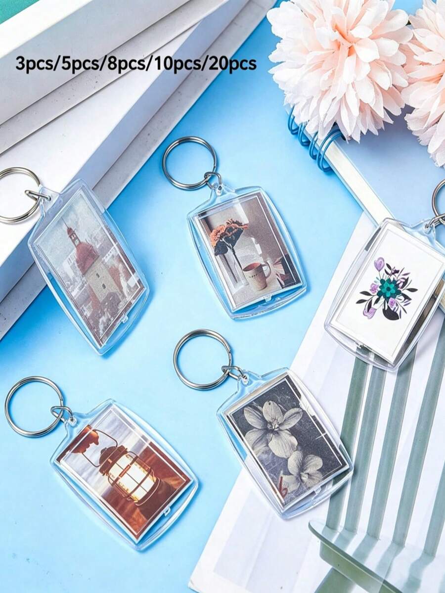 20/10/8/5/3pcs Transparent Acrylic Photo Keychain Frame - Customized Photo Keychain, Transparent Frame, Father's Day Gift, Graduation Souvenir, Wedding Favor, Summer Travel Gift, July 4th Gift, Suitable For Adults And Teens, Personalized Gift - Clear - View 1