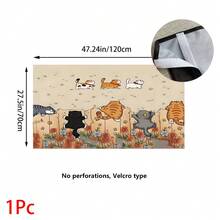 1pc, Home Decor, Cat Pattern Printed Table Skirt, Kitchen Small Curtain, Kitchen Cabinet Cover, With Curtain Holes, Easy To Hang, Rectangular, Machine Woven, Machine Washable, Kitchen Decoration And Accessories, Perfect For Kitchen Cabinets And Home Decor - Multicolor - View 16