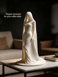1pc - 3D Mysterious Mask Sculpture - Made From PLA Material 3D Printed. This Sculpture Is Perfect For Placing On Desks, Wine Cabinets, Dining Tables And Entryways, Making It An Ideal Home Decor Choice. Halloween Decoration, Eerie Bride Ornament - Mysterious Masked Lady Figurine - View 4