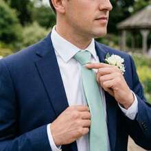 Set Of 3 Light Gray Ties For Groomsmen, Weddings, And Events - Mint Green - View 7