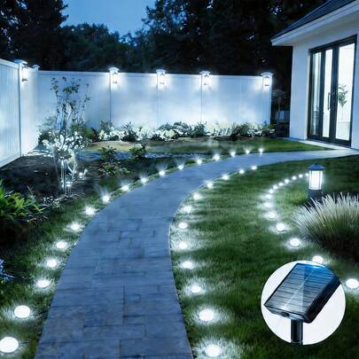 loyyz Solar Pathway Lights, 40LED/30LED/20LED/10LED Outdoor Uplight Sidelight, Automatic On/Off, Solar Ground Lights Walkway Lights Ideal For Patios, Lawns, Walkways, Courtyards