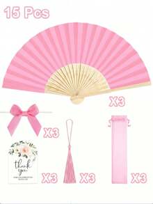 1個/15個/25個 婚禮扇子伴手禮附透明薄紗袋、蝴蝶結流蘇禮品卡、手持摺疊扇，適用於伴娘禮物、婚禮派對裝飾、新娘派對伴手禮、蝴蝶結流蘇拍照道具 - 多色 - 查看 6