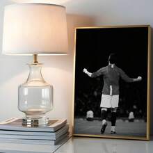 1pc Frameless Handsome Football Star Black White Chic Athlete Wall Art Poster Print For Bedroom Living Room Dorm Party Gift, Room Decor, Prints For Wall - Athlete - View 1