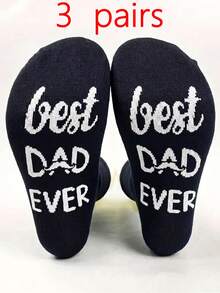 1/3 Pairs Fun Socks Designed For Dads, Lettering On Sole - Best DAD EVER ("Best Dad Ever"), Creative And Stylish Socks, Great Gift Choice - Birthday Gift, Holiday Gift - Multicolor - View 7