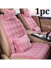 1pc Warm & Fluffy Plush Car Seat Cushion, Soft & Comfortable, Winter Car Seat Cover, Non-Slip Bottom, Ideal For Long-Distance Driving And Road Trips, Suitable For Driver And Passenger - Beige - View 9
