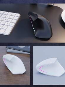 Ergonomic Vertical Wireless Mouse, Bluetooth & 2.4G Dual Mode Computer Mouse, RGB Light Type-C Rechargeable Mouse , 3 DPI Adjustable, Silent Click, 6 Buttons, Carpal Tunnel Relief,Compatible With Laptop PC Tablet Android,For Home Office Gaming - View 12