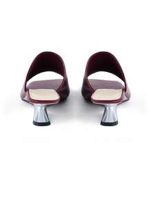 Rollcall Sandal Hak Tinggi Tanpa Tali dengan Ujung Terbuka Warna Merah Anggur untuk Wanita, Sandal Selop Kasual Serbaguna Tanpa Bagian Belakang - Burgundy - View 4