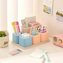 Desktop Pencil Holder, Cosmetic Storage Box, Pencil Desktop Organizer, Stationery Supplies Organizer, Cute Pencil Cup Pot, Suitable For Office, School, Art Supplies, Back To School Supplies, School Supplies, First Day Of School - Multicolor - View 5