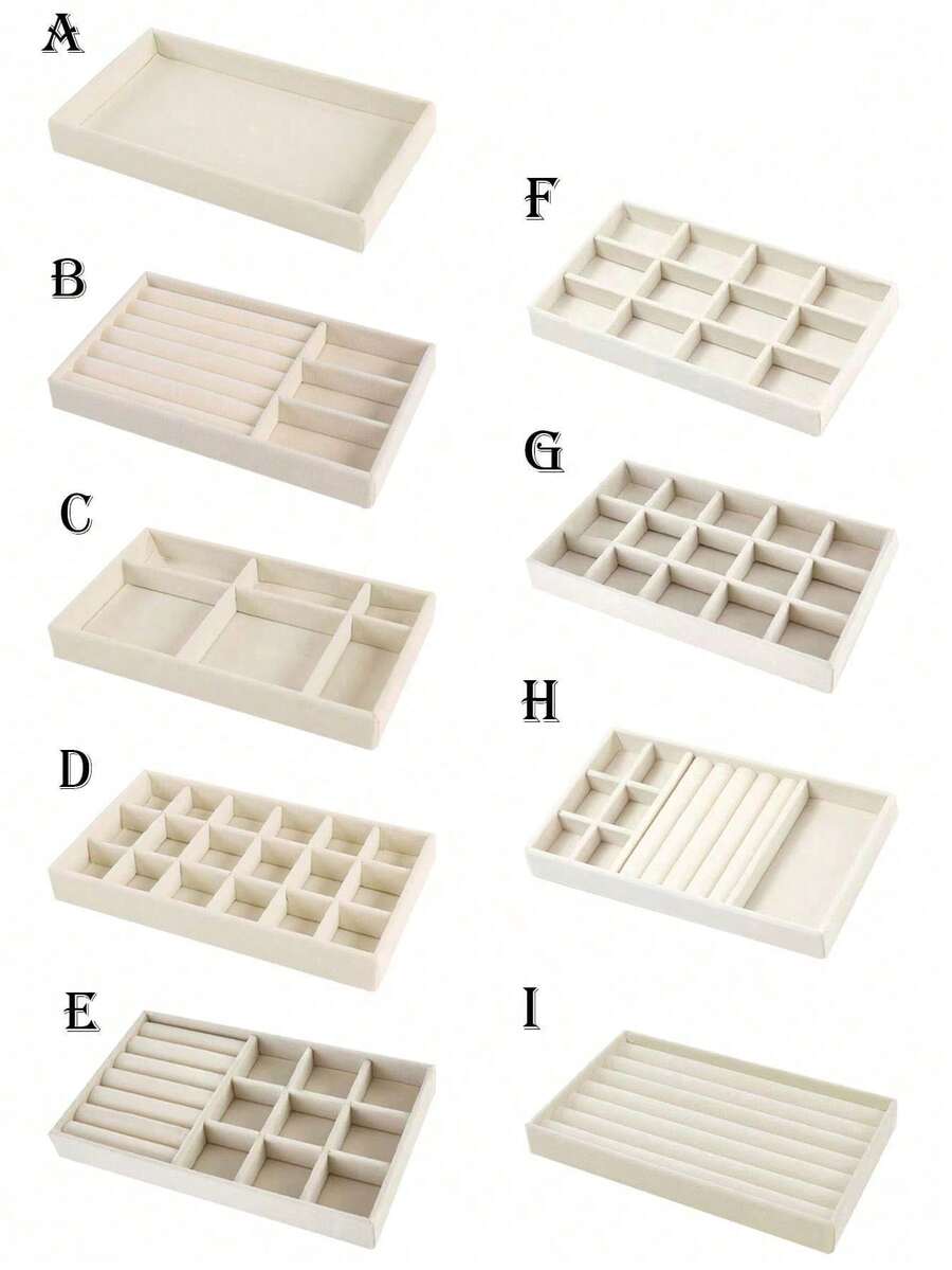 9pcs/1pc Velvet Jewelry Tray Large Capacity Jewelry Storage Box Accessory Tray Multi-Functional Storage Box With Independent Compartments, Stackable Jewelry Display Rack, Suitable For Earrings, Necklaces, Bracelets, Rings, Hair Clips, Hairbands, Etc. Valentine's Day/Back To School Season