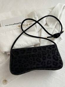 This Fashionable Minimalist Bag Features An Asymmetrical Flap And Adjustable Shoulder Strap, Suitable For Shopping And Carrying Wallets - Black - View 6