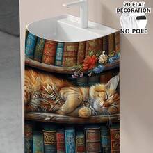 1pc, Home Decor, Cat Pattern Printed Table Skirt, Kitchen Small Curtain, Kitchen Cabinet Cover, With Curtain Holes, Easy To Hang, Rectangular, Machine Woven, Machine Washable, Kitchen Decoration And Accessories, Perfect For Kitchen Cabinets And Home Decor - Multicolor - View 6
