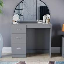 Home Discount Vida Designs Riano 3 Drawer Dressing Vanity Table Makeup Bedroom Furniture Storage Unit Desk Beauty Spacious Countertop Easy To Build - Grey - Grey - View 3