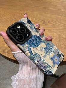 1個 鯨鯊藍色圖案拼接垂直條紋人造皮革經典防震柔軟手機殼，適用於 Apple 16/16PLUS/16PRO/16PROMAX - 彩色 - 查看 5