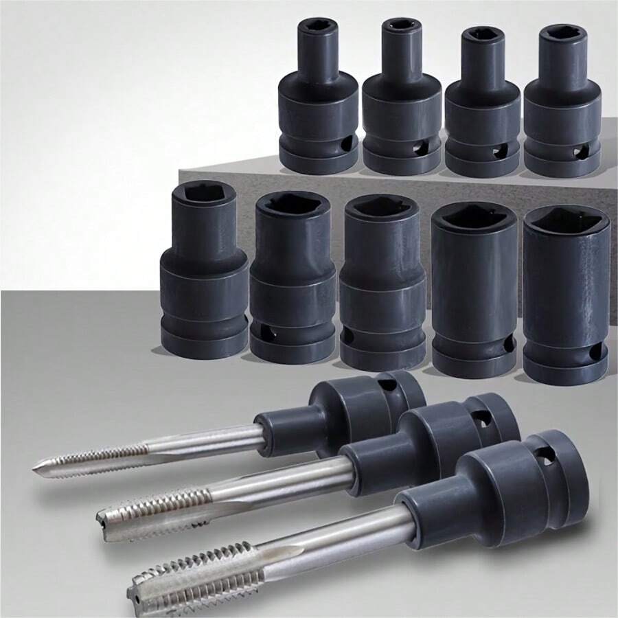 9件組套筒轉接頭組,1/2" 驅動 - M6至M24 電動扳手轉接頭,適用於衝擊鑽,工業工具,耐用且實用 - 9件合錐套筒組 - 查看 1