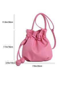 1pc This Stylish Solid-Color Bucket Bag, A Uniquely Designed Crossbody Bag, Is A Versatile Commuting Accessory And The Perfect Gift For Teenagers. - Multicolor - View 9