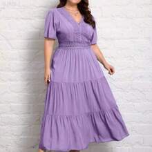 jianchaimaoyi02  VCAY Talla grande Vestido con encaje bajo a capas - Morado - Ver 1