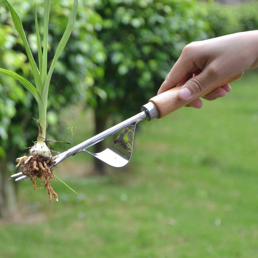 Manual Killer Stainless Steel Garden Hand Killer With Natural Wood Handle Stainless Steel Removal Tool - A - View 1