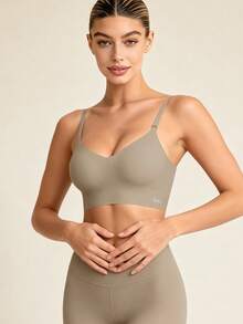 Lilivine Women's Seamless Backless Strapless Bra - Lightweight Breathable Thin Cup, Adjustable Convertible Straps, Light Support (Suitable For A/B Cup) - Mocha Brown - View 4