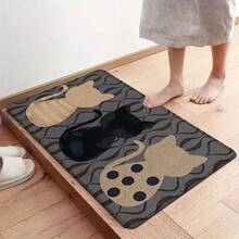 1 pieza, Decoración del hogar, Estampado de patrón de gato, Alfombra de cocina de lino, Tapete de cocina, Tapete de piso, Tapete de baño, Tapete de puerta, Impresión 3D rectangular, Adecuado para sala de estar, dormitorio, pasillo, baño, lavandería - Alfombra de poliéster, Adecuado para decoración del hogar interior y exterior - Multicolor - Ver 7