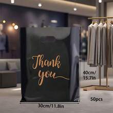 100个/50个/20个可重复使用的黑色塑料购物袋 - 适合礼物、圣诞节、派对、商店和精品店 - 50pcs - 查看 11