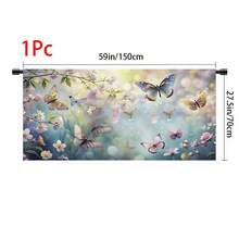 1 pieza, Decoración del hogar, Falda de mesa con estampado de mariposa, Cortina pequeña de cocina, Cubierta de gabinete de cocina, Con agujeros para cortina, Fácil de colgar, Rectangular, Tejido a máquina, Lavable a máquina, Decoración y accesorios de cocina, Perfecto para gabinetes de cocina y decoración del hogar - Multicolor - Ver 15