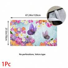1pc, Home Decor, Butterfly Pattern Printed Table Skirt, Kitchen Small Curtain, Kitchen Cabinet Cover, With Curtain Holes, Easy To Hang, Rectangular, Machine Woven, Machine Washable, Kitchen Decoration And Accessories, Perfect For Kitchen Cabinets And Home Decor - Multicolor - View 12