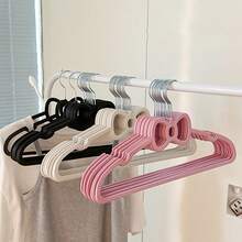 10pcs Wide Shoulder Velvet Hangers Non-Slip Durable Closet Organizer Large Size Clothes Rack Storage Solution Home Wardrobe Display Stand Hook Set Pack Bedroom Organization - Multicolor - View 3