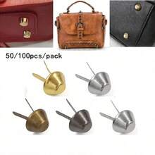 50/100pcs/Paquete Remaches de Doble Pie, Utilizados para Bolsos de Cuero, Bolsos de Mano, Protección de la Base de la Cartera y Reparación DIY - Multicolor - Ver 2