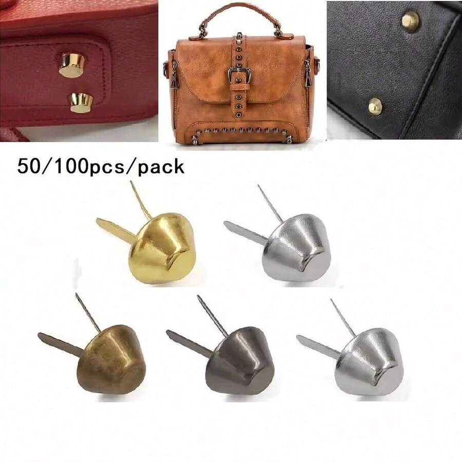 50/100pcs/Paquete Remaches de Doble Pie, Utilizados para Bolsos de Cuero, Bolsos de Mano, Protección de la Base de la Cartera y Reparación DIY