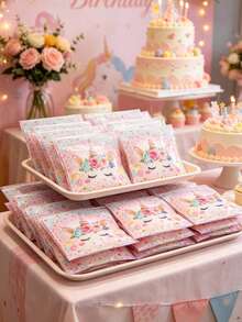 50pcs Unicorn Self-Sealing Candy Bags, Unicorn Birthday Self-Adhesive Bags, Babe Shower Small Gift Bags, Gender Reveal Snack Cookie Packaging Bags, Wedding Decor, Birthday Gifts, Party Favors - Unicorn - View 5