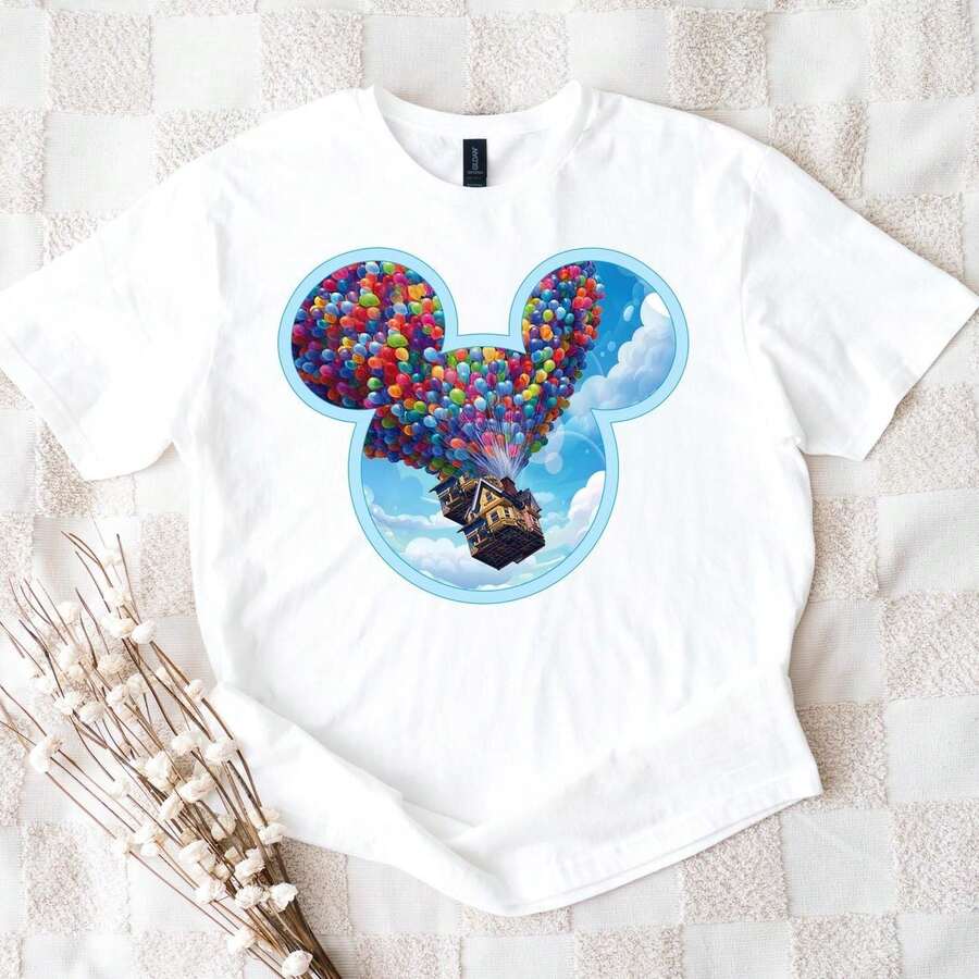 [T-shirt]Camiseta de la película Up, camiseta de la casa Up de P1IXAR, camiseta familiar a juego de Up, la aventura espera TR1ip Out, regalo - Blanco - Ver 1
