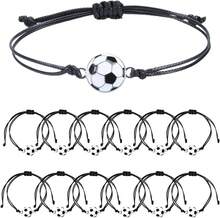12 Stück Fußball-Armbänder für Kinder, geflochtene Fußball-Sportarmbänder, Sport-Geschenke, verstellbare geflochtene Freundschaftsarmbänder, für Geburtstags-Sport, Jungen- und Männerpartys - Übersicht 1